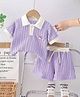 POP STREET KIDS Cotton Knit Half Sleeves How How Text Patch Detailed Tee With Shorts - Lavender