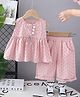 POP STREET KIDS Cotton Knit Sleeveless Polka Dots Printed Dress With Short Set - Pink