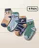 Ziory Pack of 4 Panda Printed Anti Skid Socks - Multi Colour