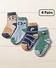 Ziory Pack of 4 Panda Printed Anti Skid Socks - Multi Colour