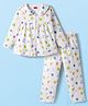 Babyhug Cotton Knit Full Sleeves Co-ords Night Suit With Floral Print - White