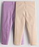 URBANRAC Organic Cotton Knit Pack Of 2 Solid Leggings - Lavender & Beige