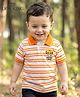 Babyhug Disney Single Jersey Knit Half Sleeves Striped Polo T-Shirt with Simba Graphic - Multicolor