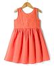 Primo Gino 100% Cotton Woven Sleeveless Crochet Yoke Dress - Red