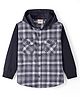 Rikidoos Full Sleeves Placement Checked Hooded Shirt - Black & Grey