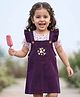 Babyhug Cotton Woven Half Sleeves T-Shirt & Frock with Floral Print - Purple