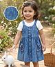 Babyhug Cotton Woven Half Sleeves Solid Colour T-Shirt & Frock with Heart Patch - Blue