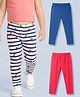 Babyhug Cotton Lycra Knit Full Length Leggings With Polka Dot Print Pack Of 3 - Blue Red & White
