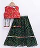 M'andy Georgette Woven Sleeveless Floral Embroidered & Tassels Detailed Lehenga Choli Set - Red