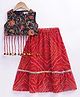 M'andy Georgette Woven Sleeveless Floral Embroidered & Tassels Detailed Lehenga Choli Set - Black