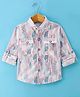 Rikidoos Full Sleeves Abstract Printed Shirt  - Pink & White