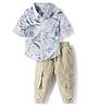 Babyhug Cotton Woven Full Sleeves Leaf Printed Shirt & Trouser Set - Beige