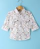 Rikidoos Full Sleeves Abstract Printed Shirt  - Khaki & White
