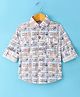 Rikidoos Full Sleeves Abstract Printed Shirt  - Khaki & White