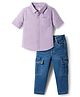 Babyhug Cotton Woven Full Sleeves Shirt & Denim Jeans Set - Blue