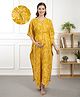 Bella Mama Cotton Woven Half Sleeves Maternity Nursing Kaftan with Floral Print - Yellow