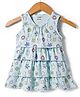 CUCUMBER Interlock Knit Sleeveless Frock with Bunny Print - Light Blue
