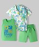 OLLINGTON ST. Cotton Knit Printed Half Sleeves Shirt & Shorts Set With Inner Tee - Multicolor