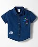 Simply Premium Woven Half Sleeves Denim Embroidered Shirt - Blue
