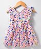 Simply Premium Cotton Woven Frill Sleeves Floral Printed Frock - White