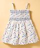 Simply Premium Cotton Woven Sleeveless Frock With Polka Dot Print - Off White
