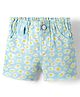 Simply Premium Cotton Woven Above Knee Length Short With Floral Print - Light Blue
