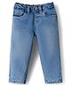 Bonfino Woven Washed Full Length Balloon Fit Jeans With Front Shifted Seam - Light Blue