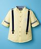 Rikidoos Full Sleeves Typography Embroidered Shirt With Suspender - Yellow