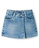 Bonfino Woven Knee Length Washed Denim Skort - Blue