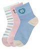 NEXT2SKIN Cotton Spandex Pack Of 3 Striped & Heart Printed Socks - White Blush & Baby Blue