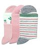 NEXT2SKIN Cotton Spandex Knit Pack Of 3 Striped & Carrot Designed Socks -  White Mint Green & Blush