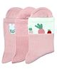 NEXT2SKIN Cotton Spandex Knit Pack Of 3 Carrot & Bunny Designed Socks - White Salmon & Blush Pink