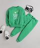 Knitting Doodles Fleece Woven Full Sleeves Make A Wish Text Printed Sweatshirt With Joggers Set - Green