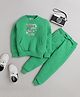 Knitting Doodles Fleece Woven Full Sleeves You Make Me Smile Text Printed Sweatshirt With Joggers Set - Green