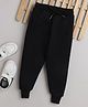 Knitting Doodles Fleece Woven Solid Winter Track Pants - Black