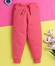 Knitting Doodles Fleece Woven Solid Winter Track Pants - Pink
