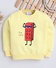 Knitting Doodles Fleece Woven Full Sleeves Building Block Printed Light Winter Sweatshirt - Light Yellow