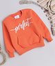 Knitting Doodles Fleece Knit Full Sleeves Perfect Text Printed Light Winter Sweatshirt - Orange
