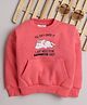 Knitting Doodles Fleece Woven Full Sleeves Unicorn & Typography Printed Light Winter Sweatshirt - Pink