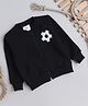 Knitting Doodles Fleece Woven Full Sleeves Football Printed Light Winter Jacket - Black