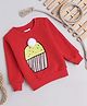 Knitting Doodles Fleece Woven Full Sleeves Cup Cake Printed Light Winter Sweatshirt - Red