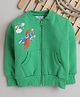 Knitting Doodles Fleece Woven Full Sleeves Rainbow & Air Plane Printed Light Winter Sweatjacket - Green