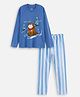 Nap Chief Pure Cotton Knit  Full Sleeves Puppy On A Sleigh Printed Night Suit Set - Blue