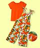 OLLINGTON ST. 100% Cotton Printed Dungaree & Half Sleeves Inner Top - Multicolour & Orange
