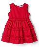 Babyoye Cotton Satin Woven Soild Sleeveless Frock - Red