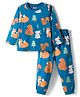 Babyhug Cotton Knit Full Sleeves Co-ords Night Suit With Animal Print - Blue