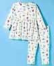 CUCUMBER Knitted Full Sleeves Co-ords Night Suit With Apple Print - White
