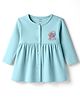 CUCUMBER Interlock Knit Half Sleeves Frock With Text Print - Light Blue