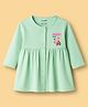 CUCUMBER Interlock Knit Half Sleeves Frock With Text Print - Sea Green