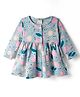 CUCUMBER Interlock Knit Full Sleeves Tropical Theme Printed Frock - Mint